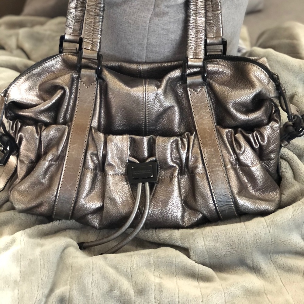 Burberry Metallic Gold Learher Curzon Shoulder Bag